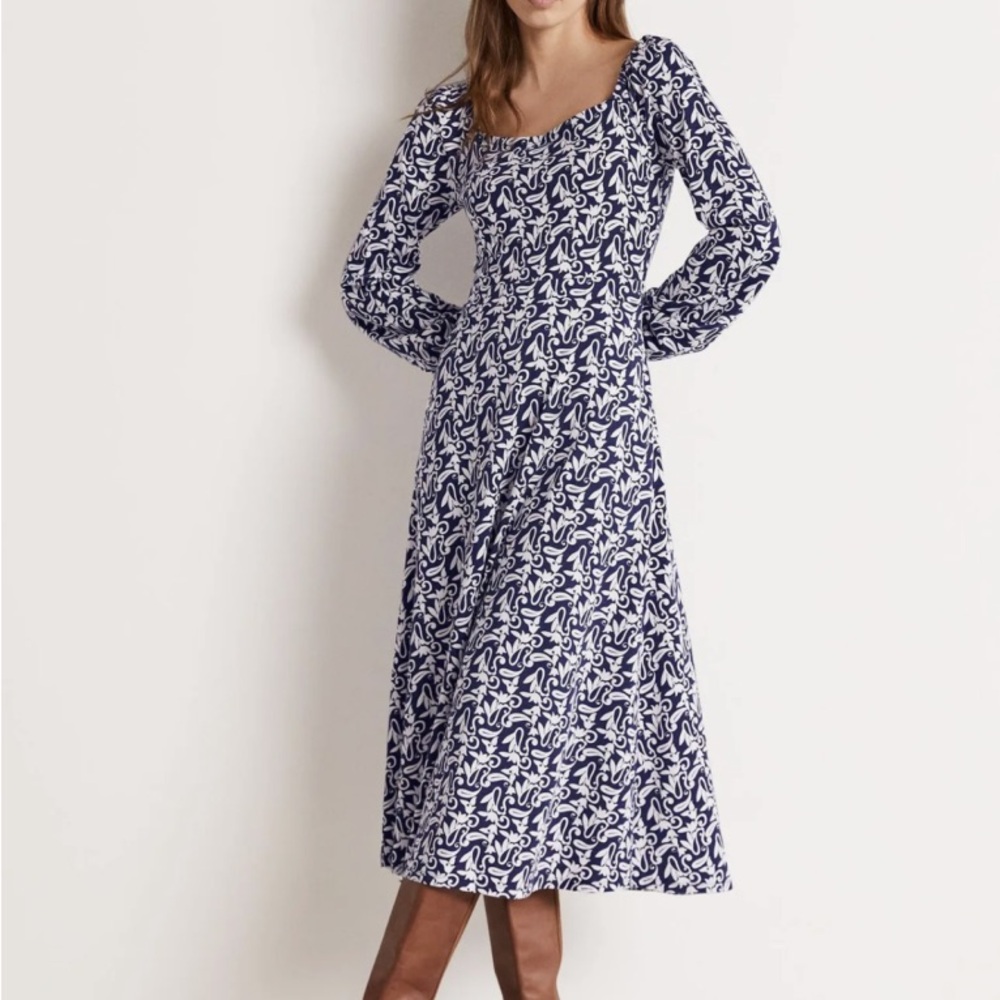 Boden Black and White Long Sleeve Dress